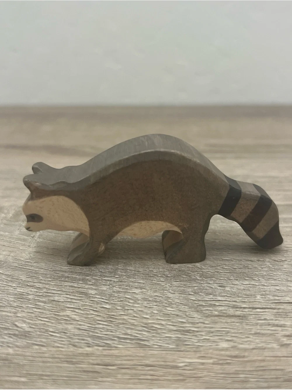 Set of 5 German Ostheimer Wooden Toy Woodland Animals Skunk Raccoon Deer Fox Cat